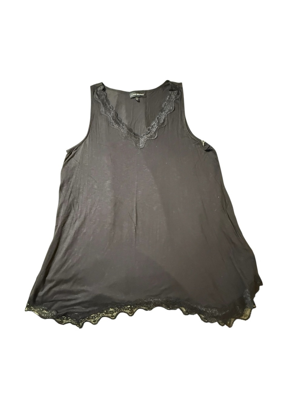 Lane Bryant Swing Collection Black Lace-Trim Slub Knit Swing Tank Size 14/16